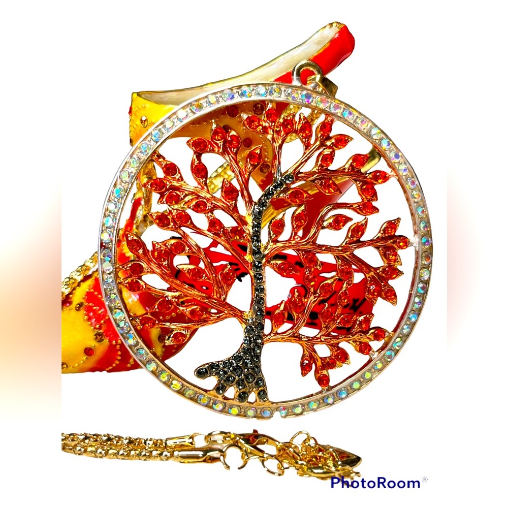 🌳🖤stunning tree of life in Autum colors necklace